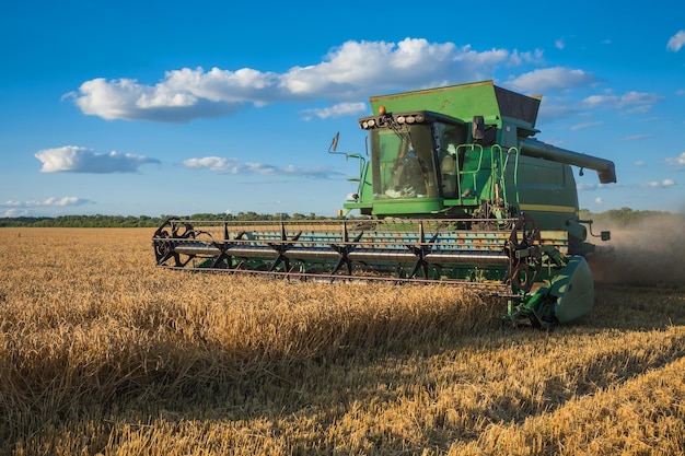 Harvesting combine in the field