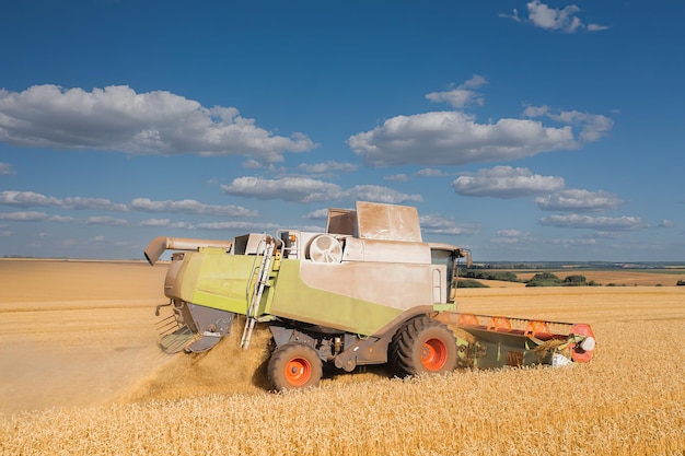 Harvesting the Fields Aerial View of a Wheat Harvesting Combine