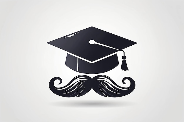 Photo hat graduation with mustache icon logo design