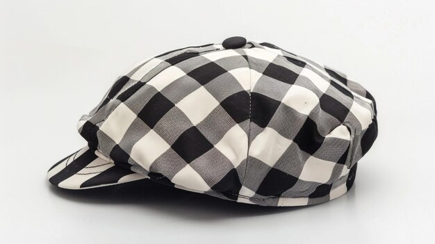 Photo a hat that has a black and white checkered cap