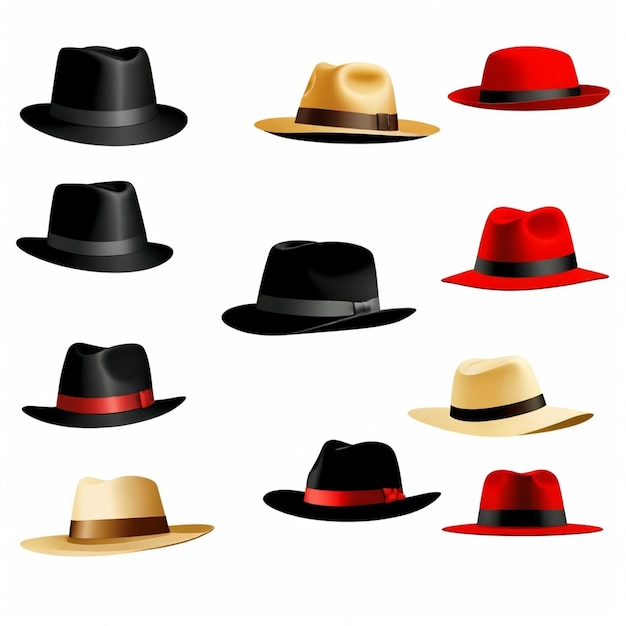 Photo hat vector set white background isolated a high quality