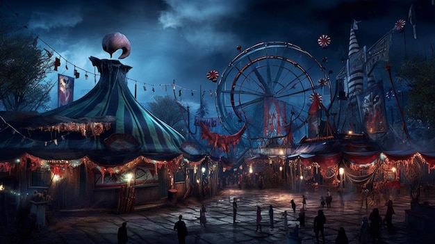 A haunted carnival with evil games and rides