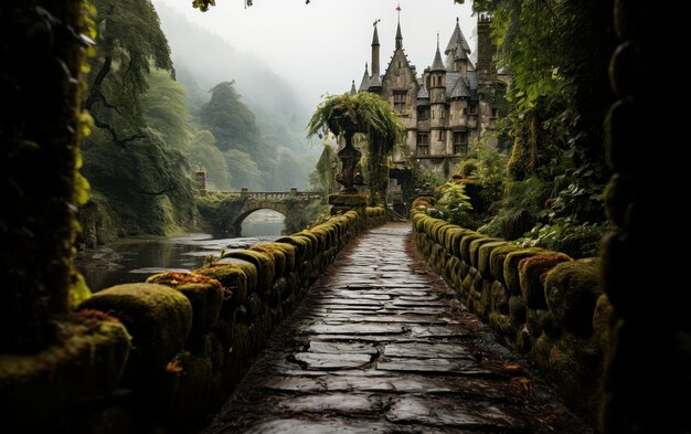 haunted castle at night gothic style