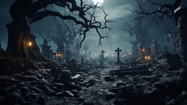 Haunted Dark Graveyard