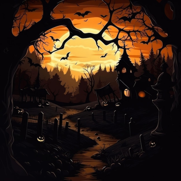 Haunted mansioninspired Halloween wallpaper for your creative project