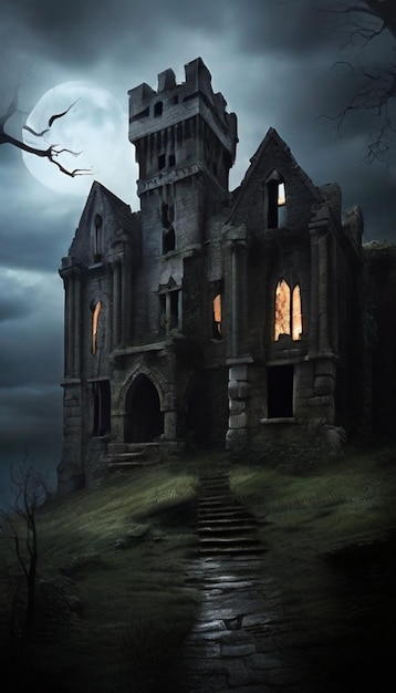 Photo haunted ruins imagine an ancient castle