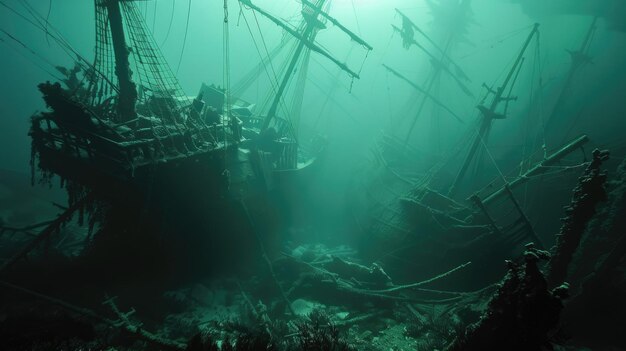 Haunted Shipwreck Underwater AI generated