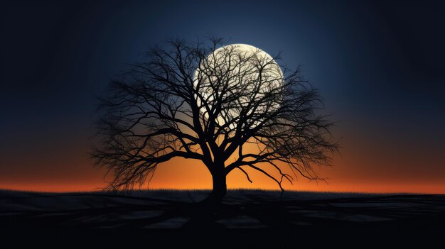 Photo haunting creepy tree silhouette