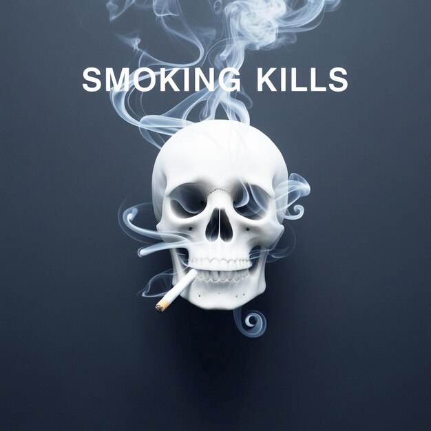 Photo a haunting highcontrast image featuring a delicate wispy skull formed from tendrils of cigarette