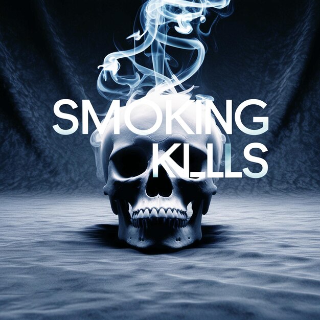 Photo a haunting highcontrast image featuring a delicate wispy skull formed from tendrils of cigarette