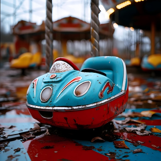 Photo haunting remnants of an abandoned amusement park faded attractions eerie silence and lost nostalgia