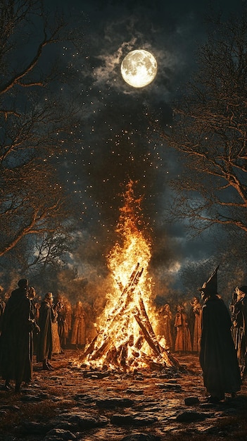 Photo hauntingly beautiful scene at irish halloween samhain