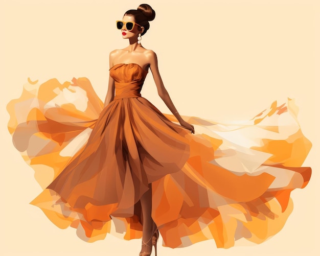 Haute couture runway flat design side view glamorous theme animation vivid