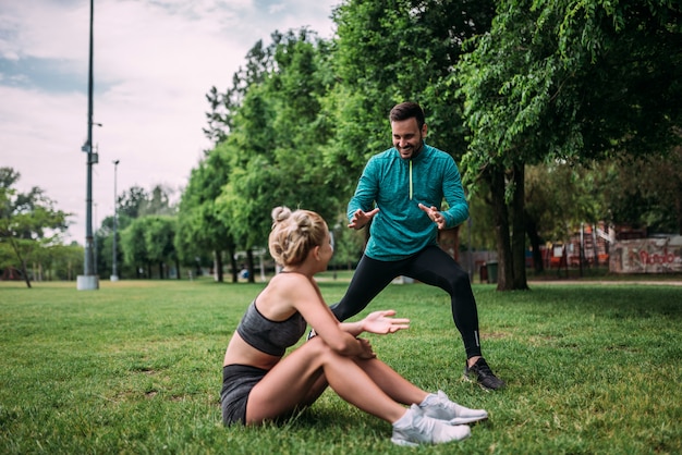 Having fun while exercising outdoors.