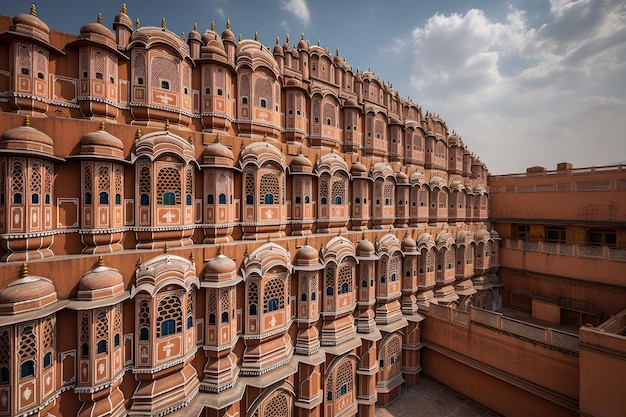 Hawa Mahal and Amber Fort enchanting colors and architecture in Jaipur India generative IA