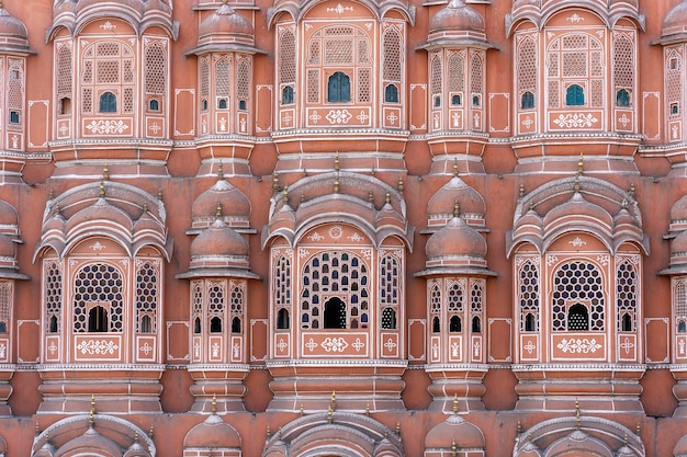 Hawa Mahal pink palace of winds in old city Jaipur Rajasthan India