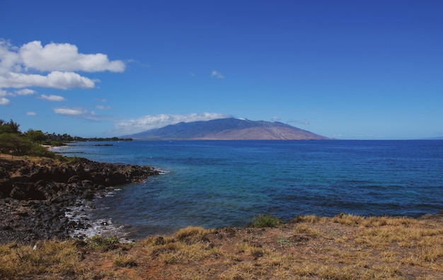 Hawaii beach sea view from tropical beach with sunny sky summer paradise beach of hawaii island trop