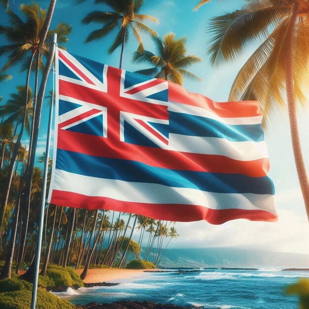 Photo hawaii flag beautifully waving