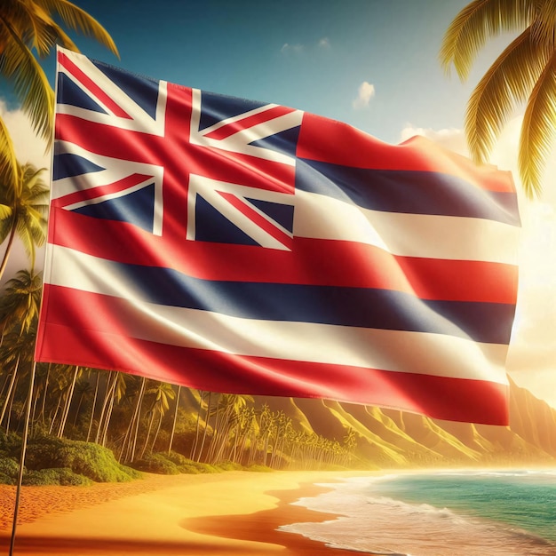 Photo hawaii flag beautifully waving