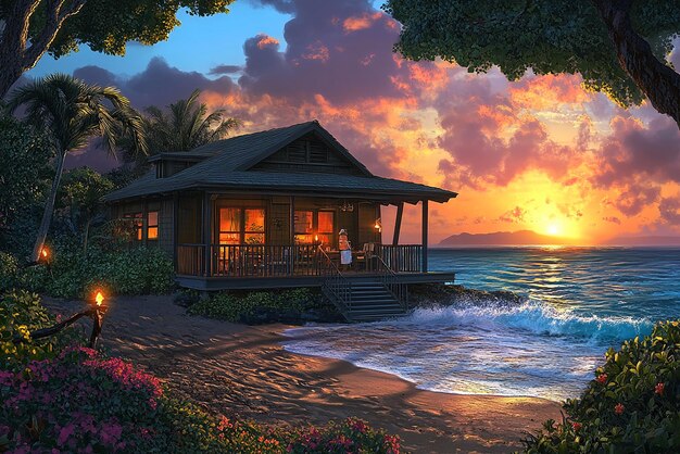 Photo hawaiian beachfront bungalow a beachfront bungalow with stunning ocean views