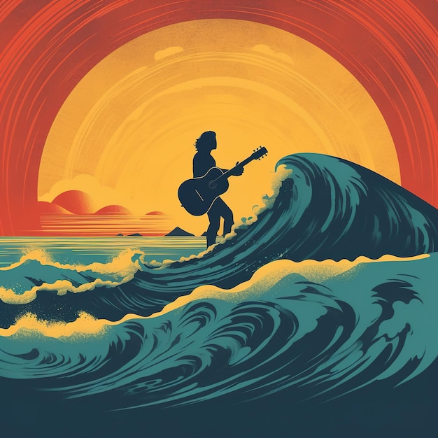 hawaiian illustration retro