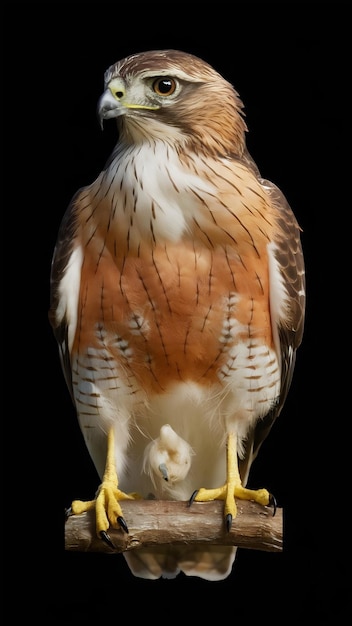 Hawk front view full body isolate on transparency background PNG