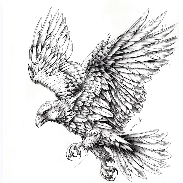 Photo hawk tattoo with sharp features and a powerful presence