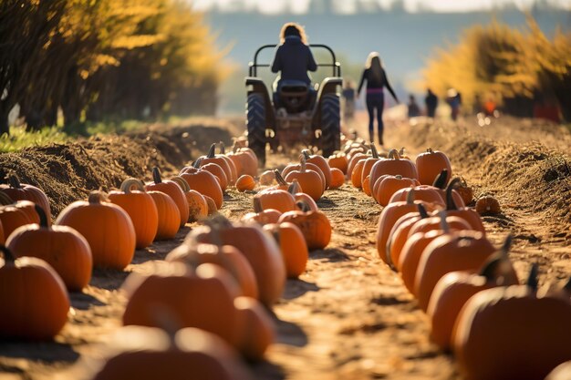 Hayride Through a Lively Pumpkin Patch