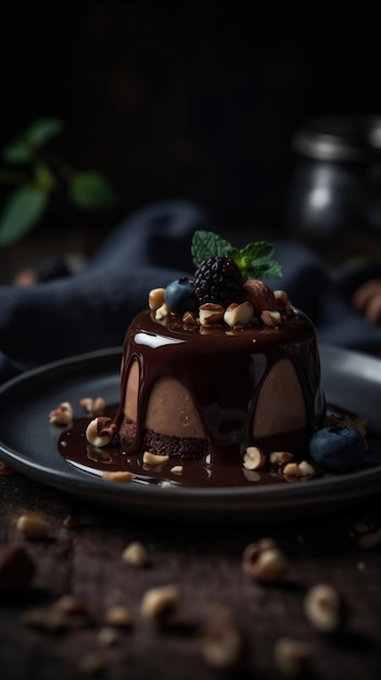 Hazelnut Panna Cotta with chocolate ganache