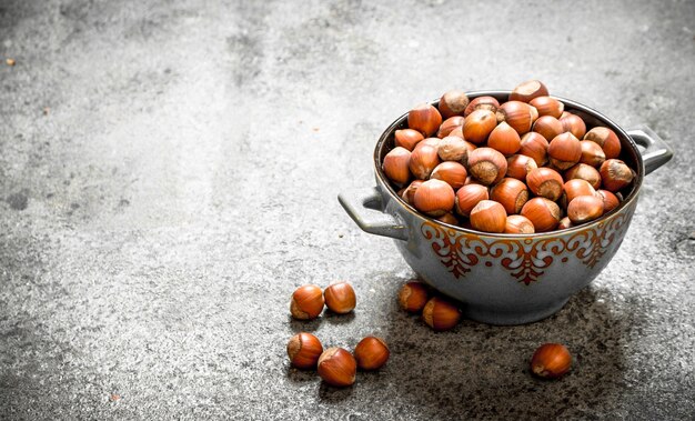 Hazelnuts in a bowl.