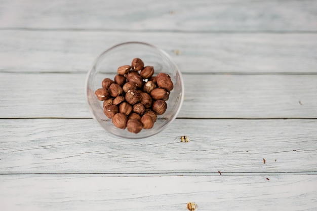 Hazelnuts in a glass jar