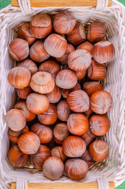 Hazelnuts in a shell close-up.