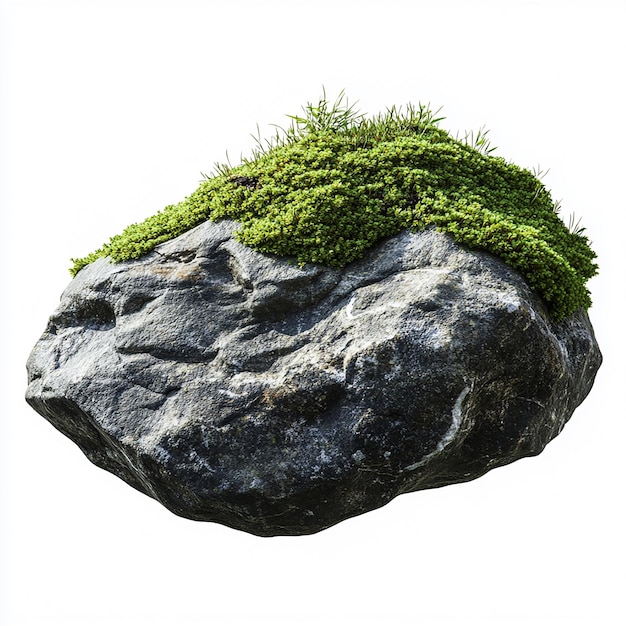 Photo hd 8k stone with green moss stock photographic image generative ai