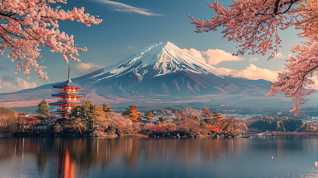 Photo hd photography of mount fuji in japan