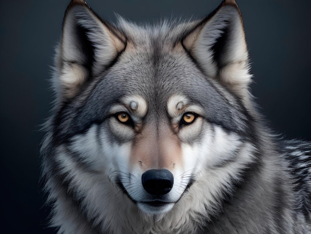 HD ultra image of Grey wolf portrait with copy space