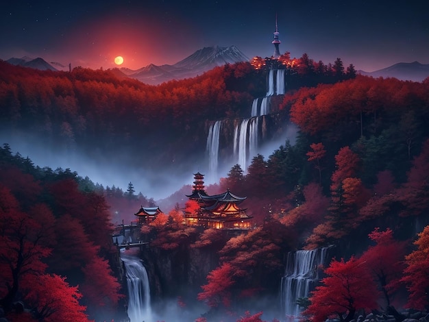 Hd Waterfall Wallpapers mountain big moonsome magical tree