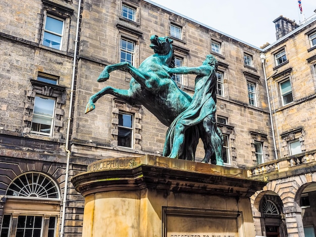 HDR Alexander and Bucephalus statue in Edinburgh