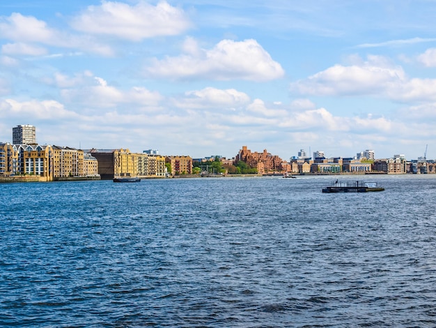 HDR London docks seen from river Thames