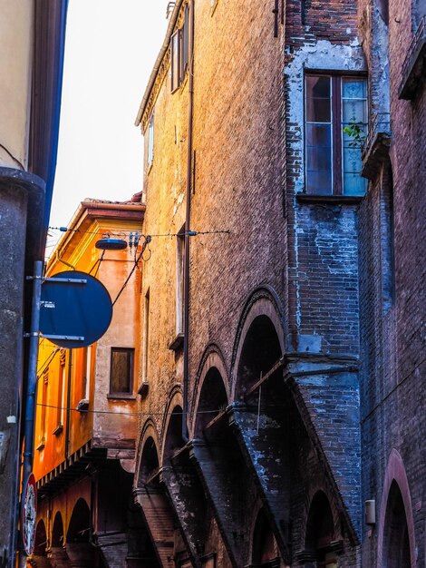 HDR View of old city centre in Bologna