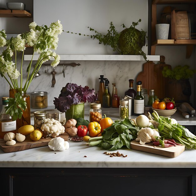 he elegance of a well arranged kitchen counter