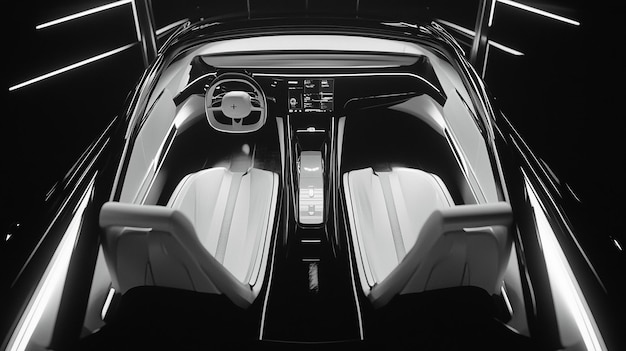 he interior of the Chinese electric car model in the style of Shuji Terayama Akira kurosawa in blac