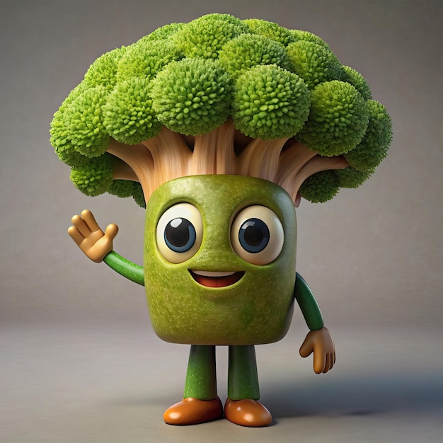 Photo a head of broccoli with a hand gesture that says  ok