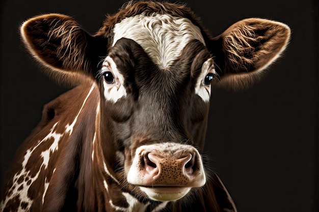 Head cows in summer with white spots around eyes closeup