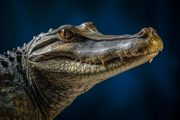 head of a crocodile Gharial portrait Gavialis gangeticus