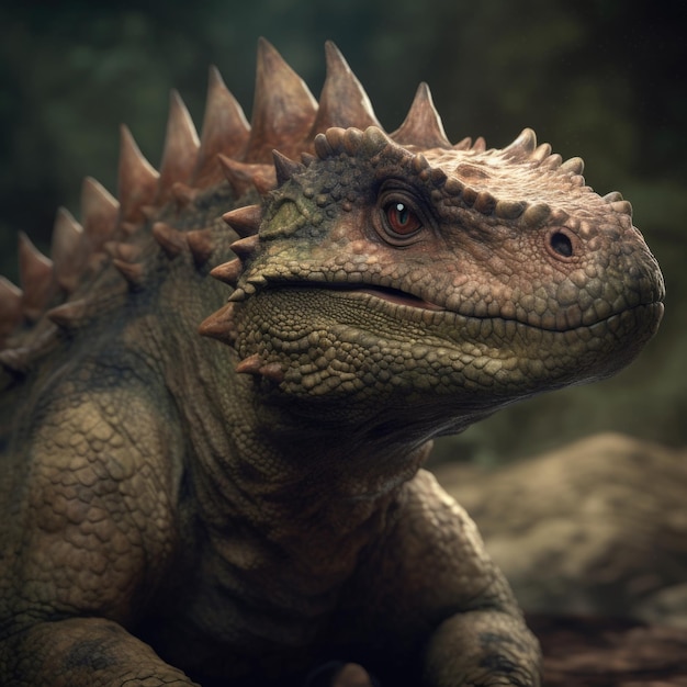 Head of a dinosaur or reptile closeup AI generative