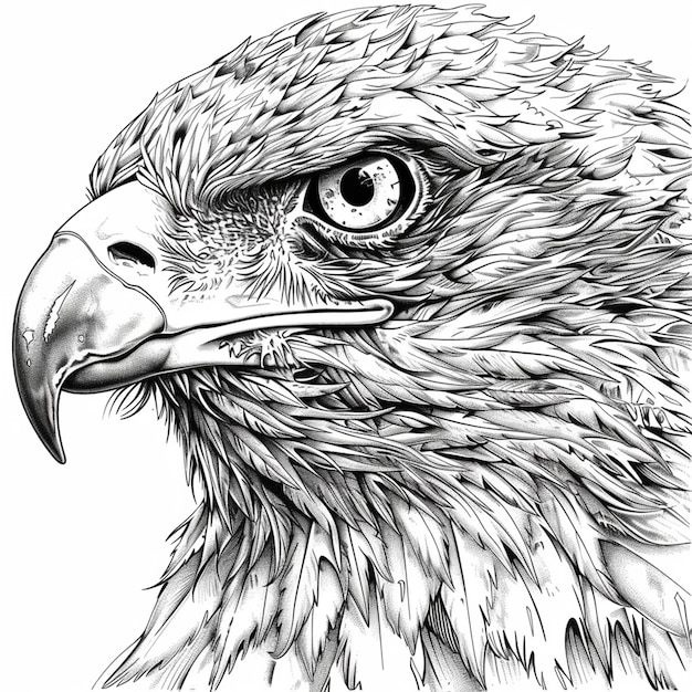 The head of an eagle stylized as a coat of arms Good for tattoo Editable vector monochrome image with high details isolated on white background