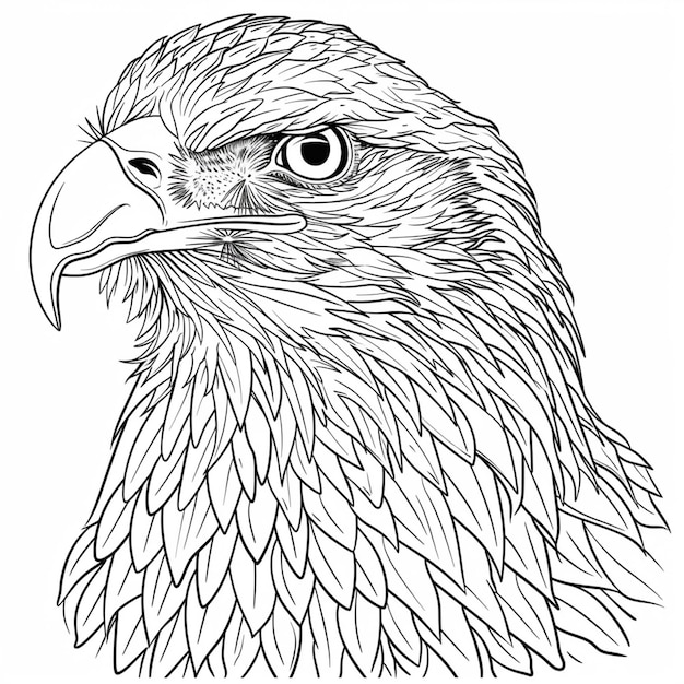 The head of an eagle stylized as a coat of arms Good for tattoo Editable vector monochrome image with high details isolated on white background