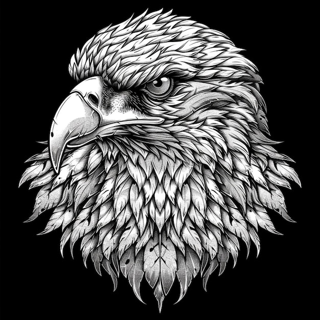 Photo the head of an eagle stylized as a coat of arms good for tattoo editable vector monochrome image with high details isolated on white background