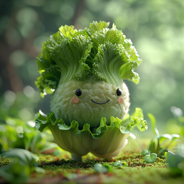 a head of lettuce with a face on it