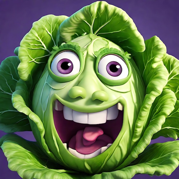 a head of lettuce with a smile on it